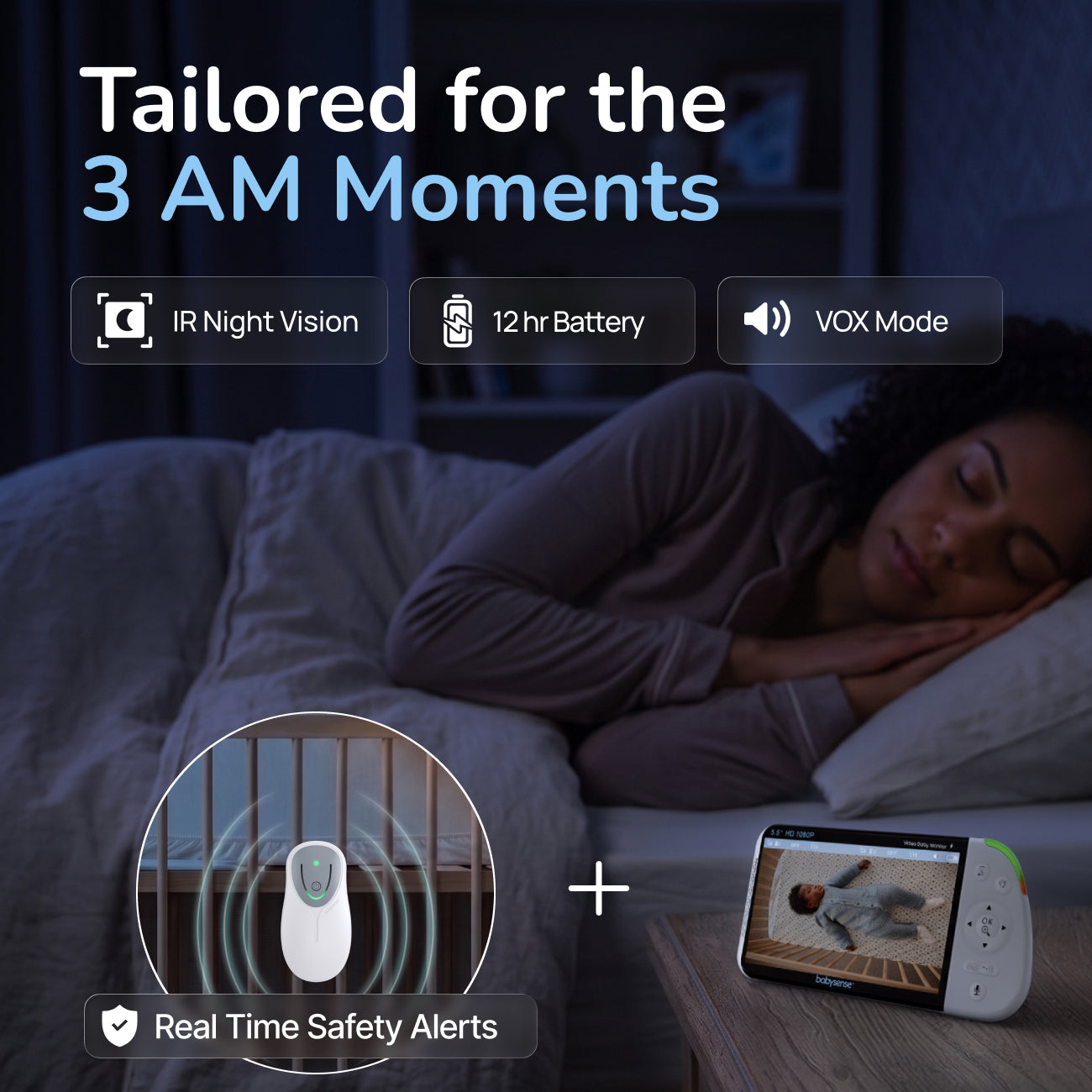 Ultimate Safety Bundle: 5.5" Non-WiFi Video Monitor and Breathing-Motion Alerts