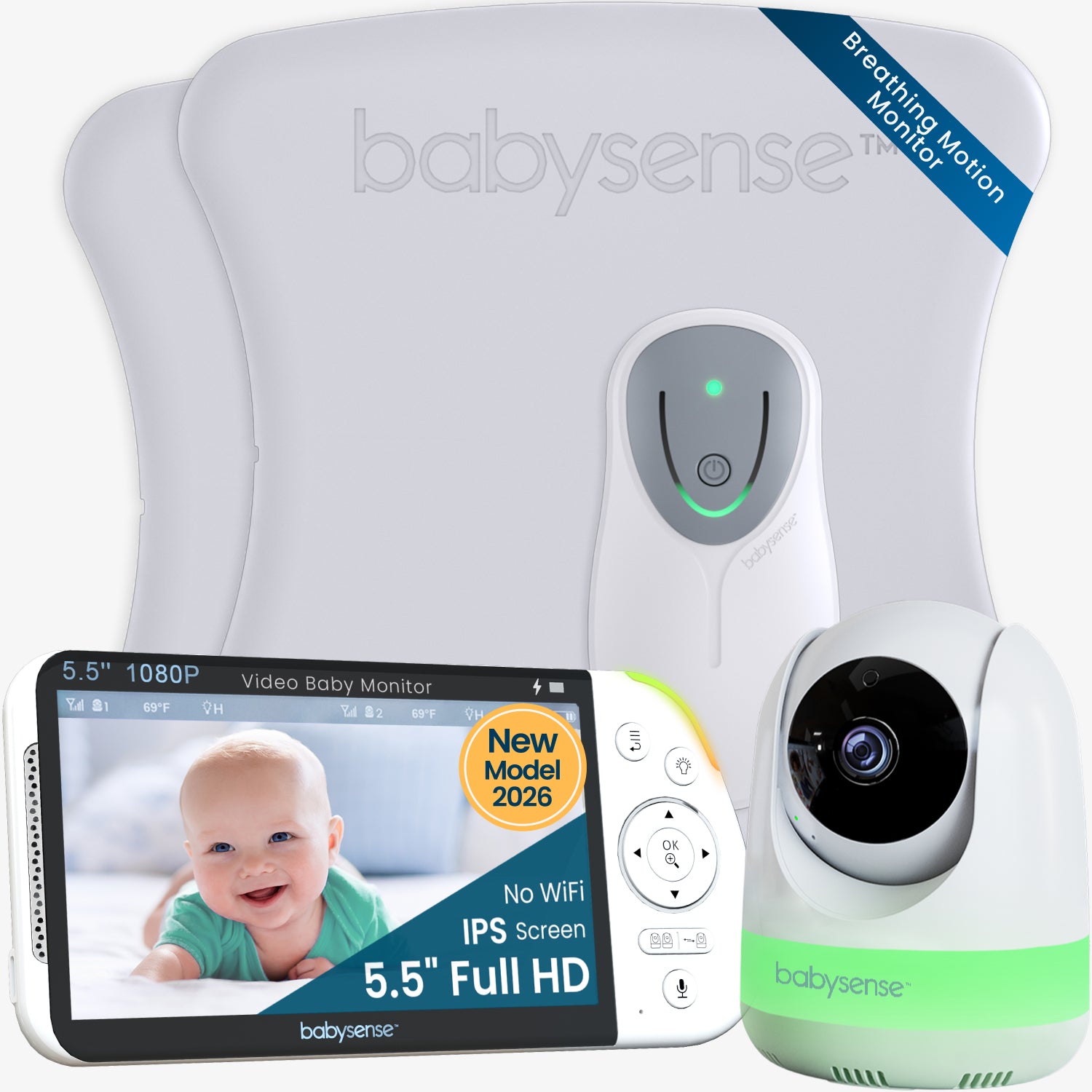 Ultimate Safety Bundle: 5.5" Non-WiFi Video Monitor and Breathing-Motion Alerts