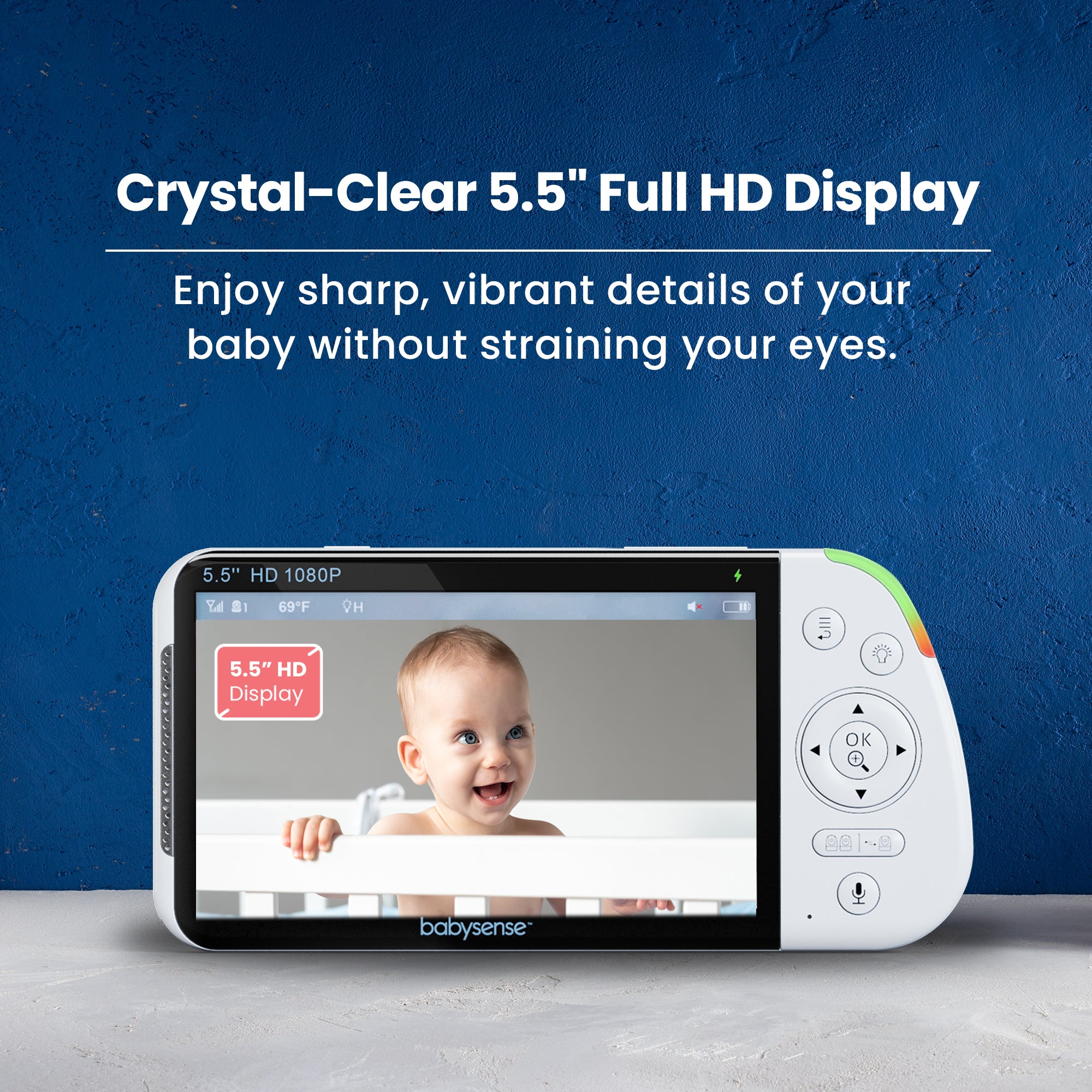 Babysense MaxView PRO: Video Baby Monitor with 2 cameras, Non Wifi, Split Screen, Night Light & Sound Machine