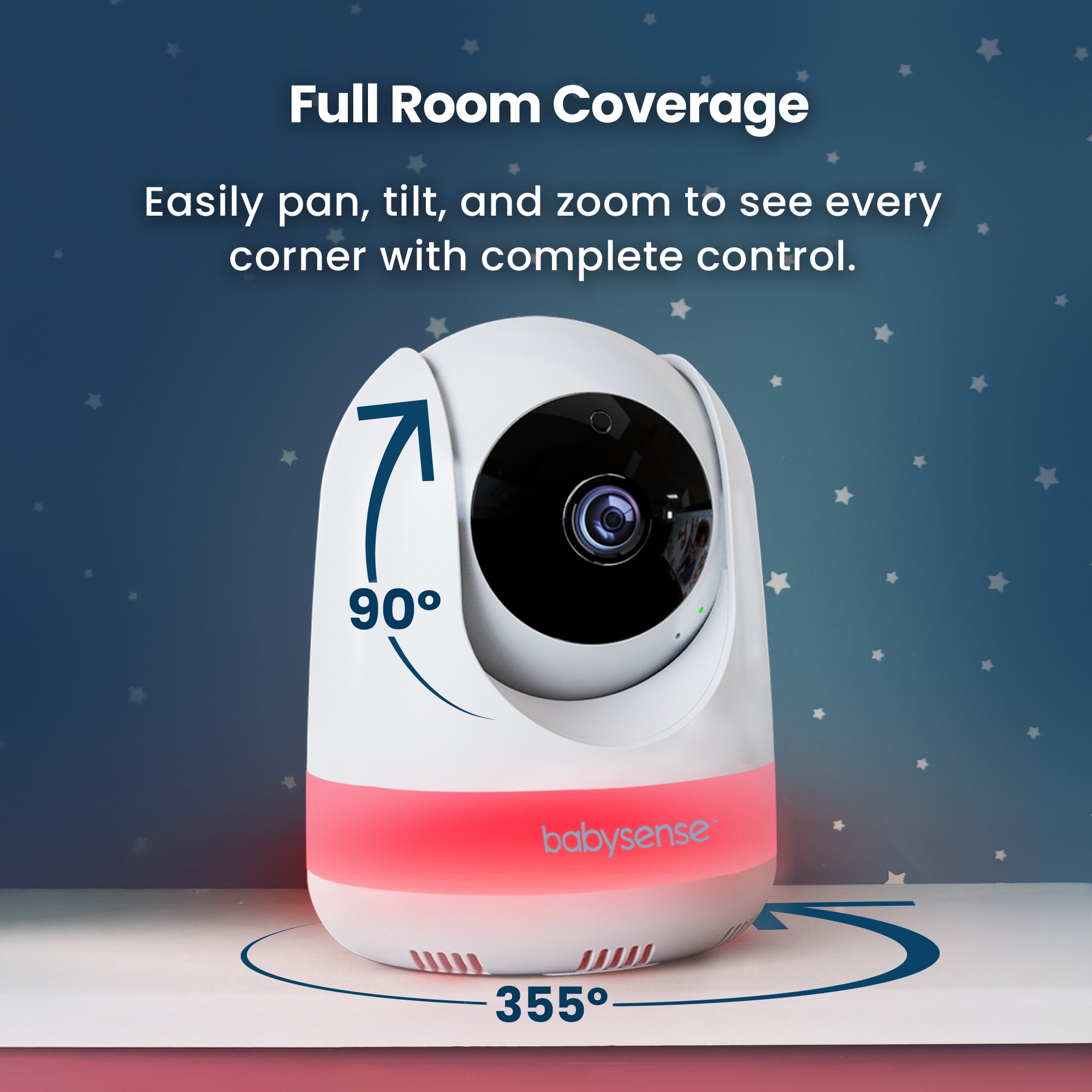 Babysense MaxView PRO: Video Baby Monitor with 2 cameras, Non Wifi, Split Screen, Night Light & Sound Machine
