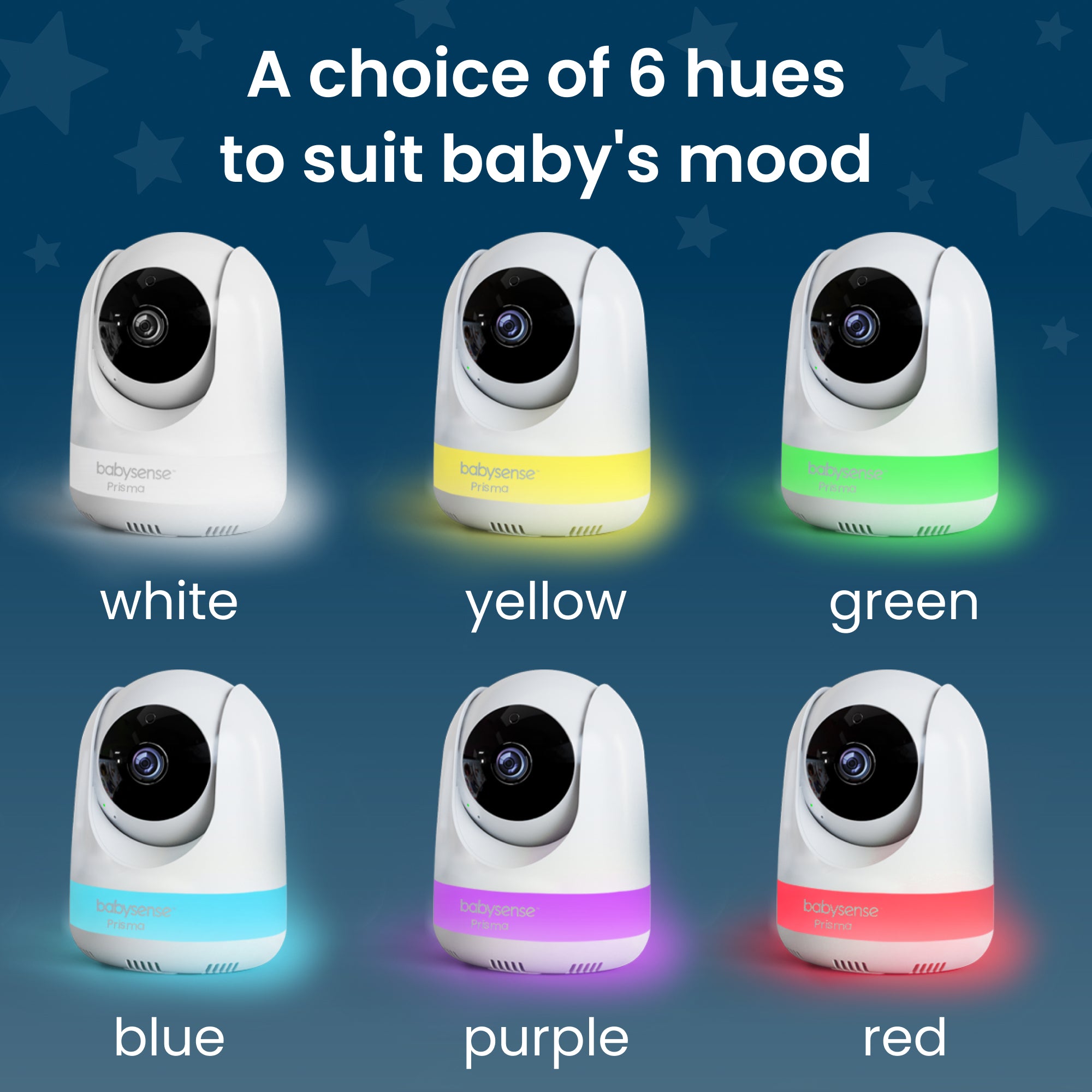 Babysense Prisma: Video Baby Monitor with 2 Cameras, Non Wifi, Split Screen, Night Light & Sound Machine