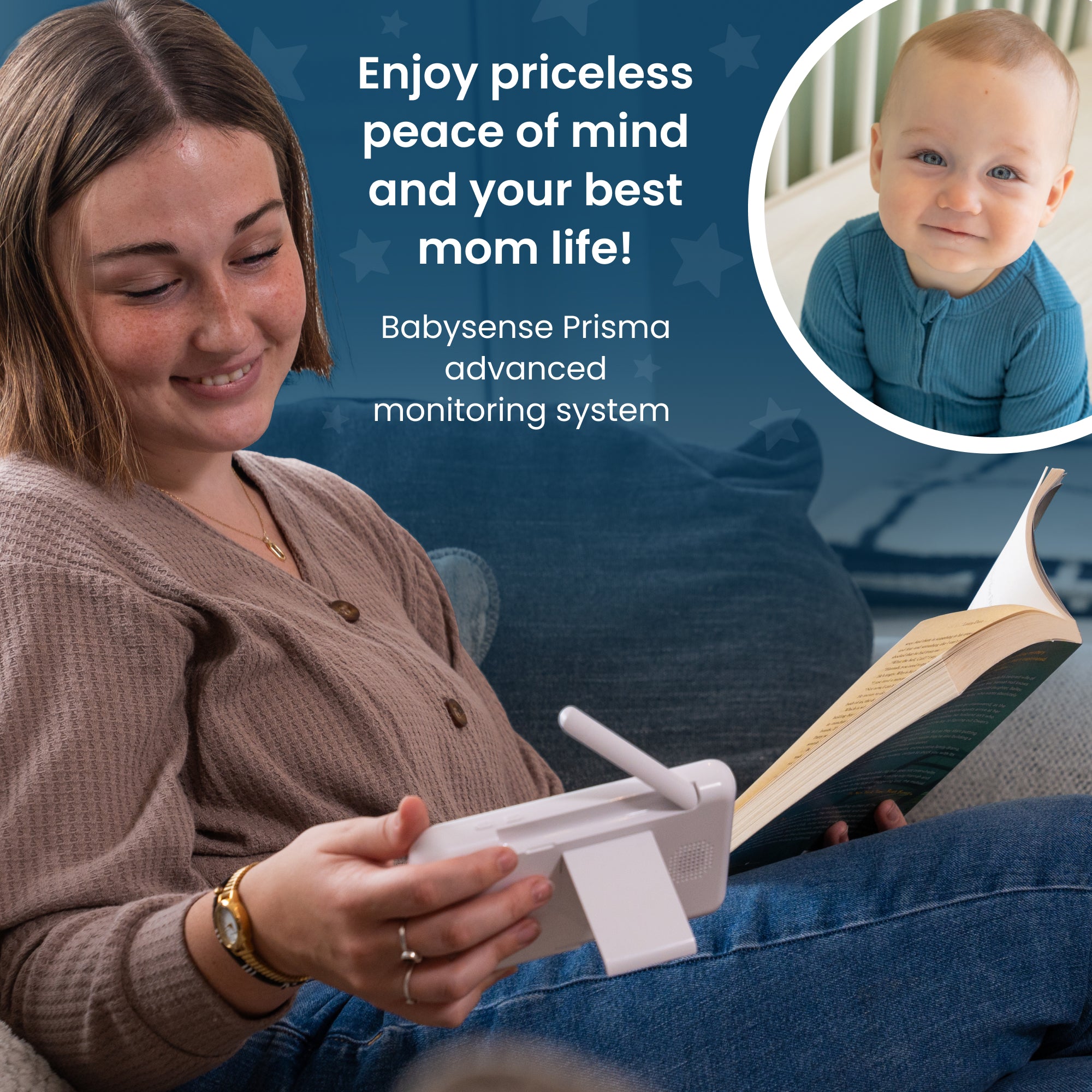 Babysense Prisma: Video Baby Monitor with 2 Cameras, Non Wifi, Split Screen, Night Light & Sound Machine