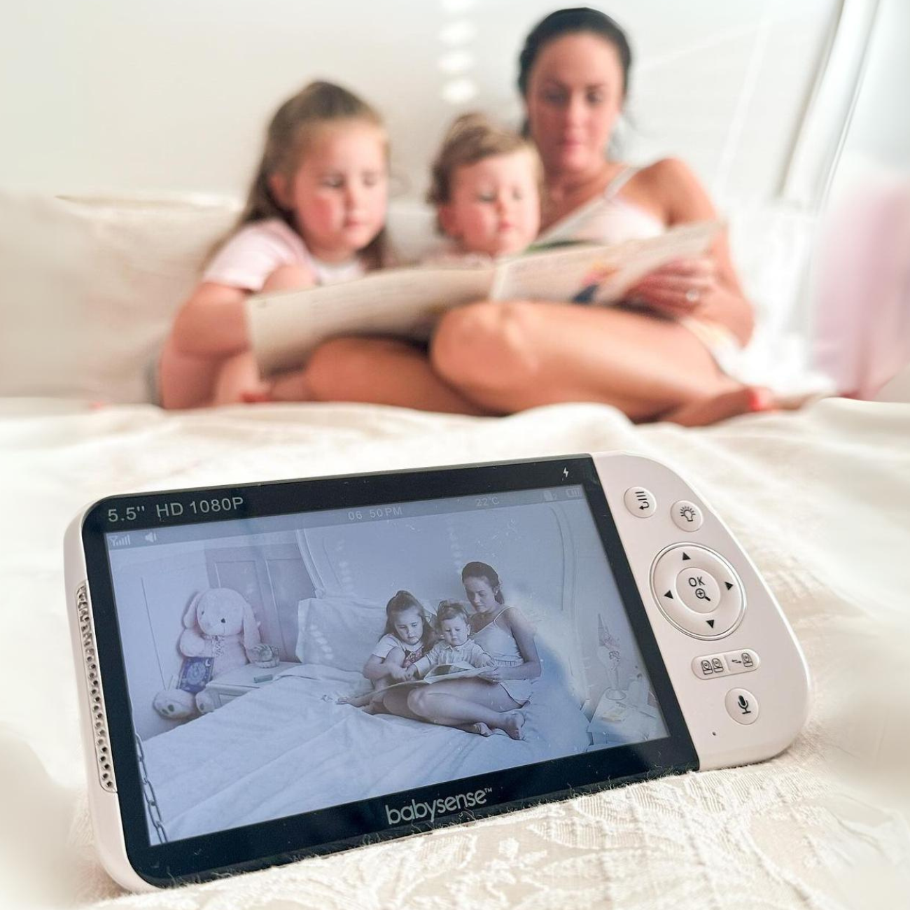 Babysense MaxView PRO: Video Baby Monitor with 1 Camera, Non Wifi, Split Screen, Night Light & Sound Machine