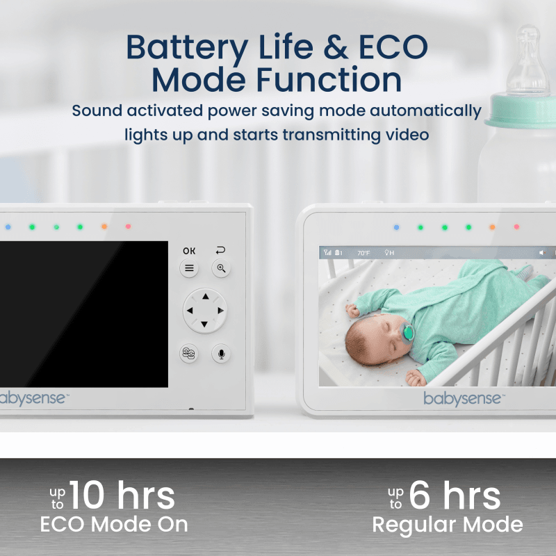 Babysense V43: Video Baby Monitor with 2 Cameras, Non Wifi, Split Screen & Night Light Machine