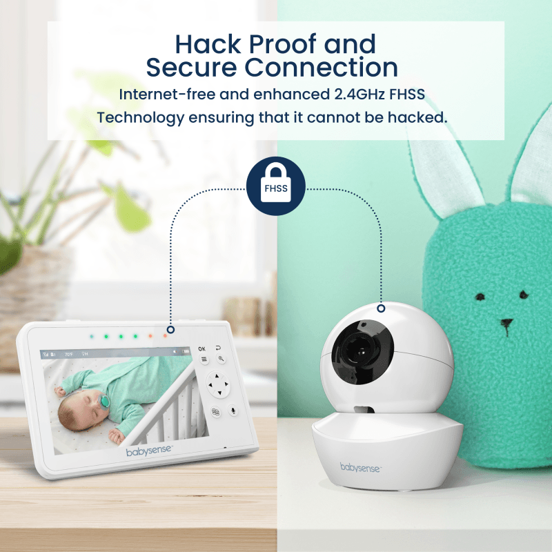 Babysense V43: Video Baby Monitor with 2 Cameras, Non Wifi, Split Screen & Night Light Machine