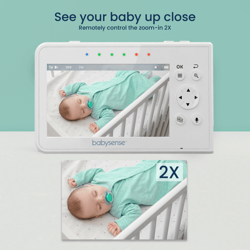 Babysense V43: video baby monitor with 2 cameras, non wifi, split Screen & night light  machine