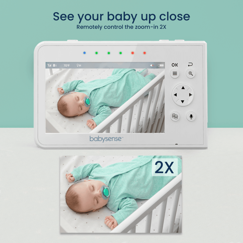 Babysense V43: Video Baby Monitor with 2 Cameras, Non Wifi, Split Screen & Night Light Machine