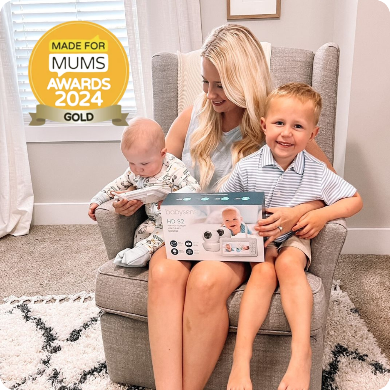 Babysense HD S2: Video Baby Monitor with 2 Cameras, Non wifi, Split Screen & Night Light Machine