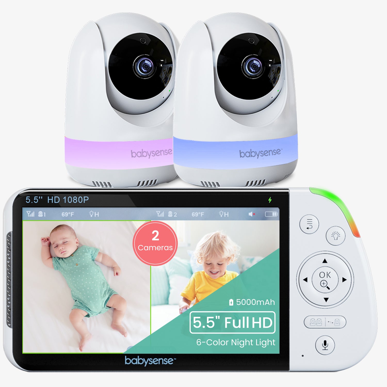 Babysense outlets video Baby Monitor Brand New 2 camera LCD screen