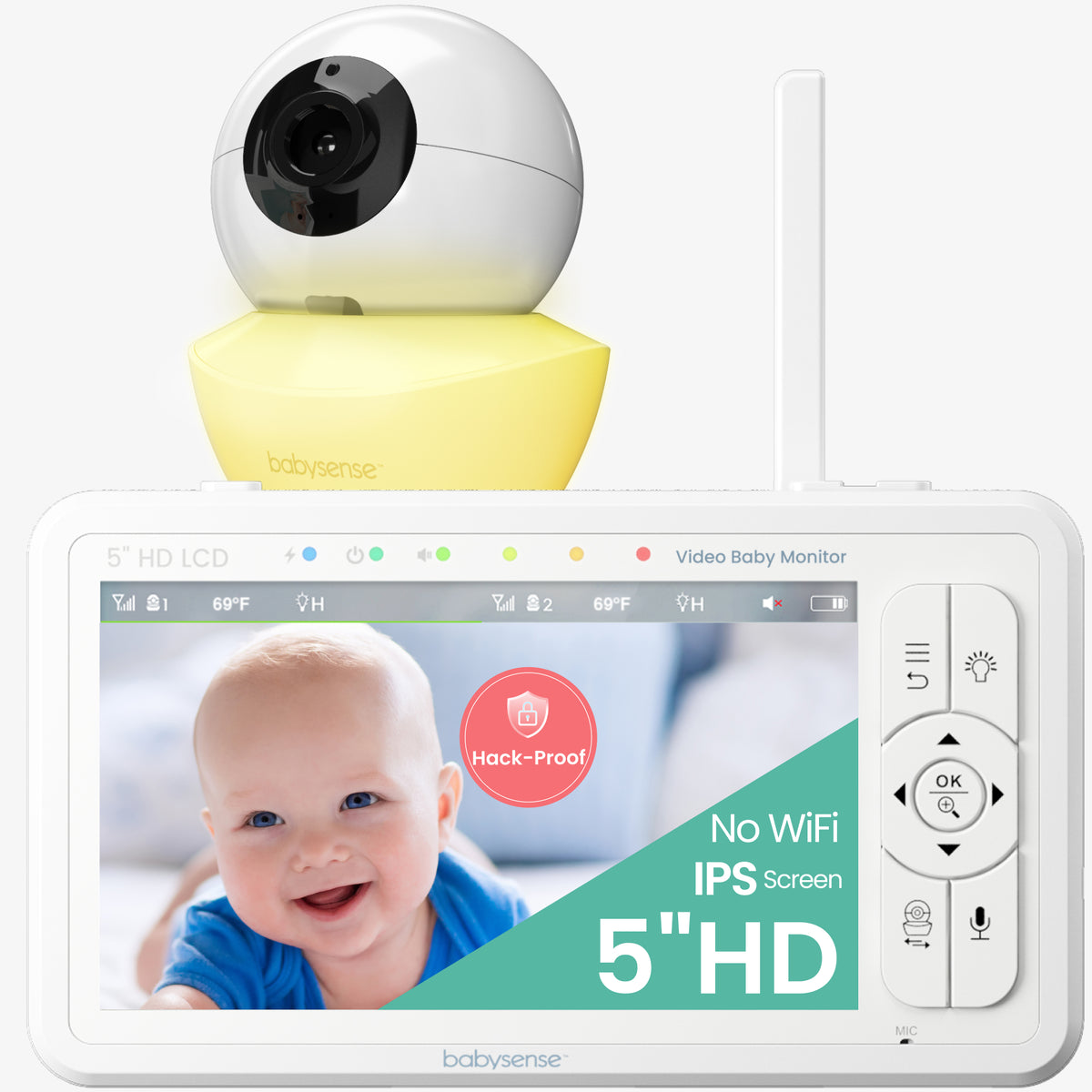 Babysense HDS2: Video Baby Monitor, One Camera, Non wifi,  Night Light & Sound Machine