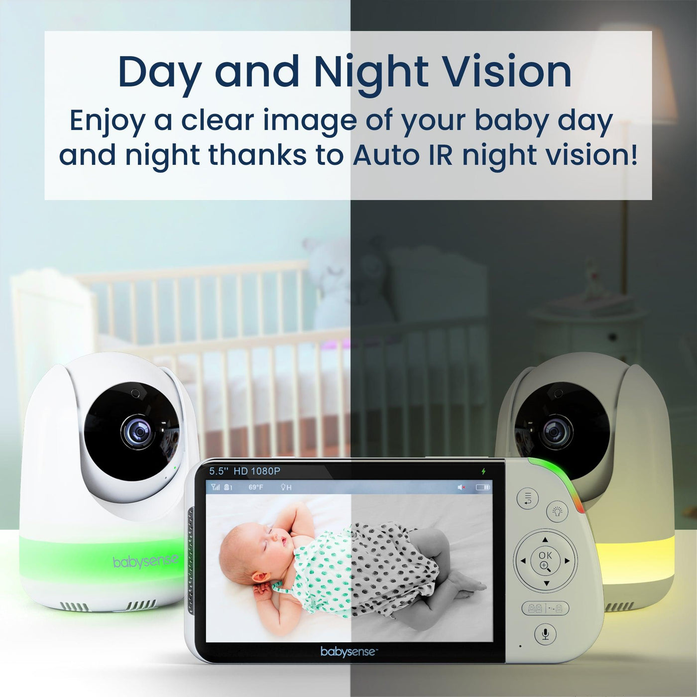 Visual Baby Monitor Babysense MaxView: Best Baby Monitor With a Camera, Light & White Noise ...