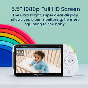 MaxView 5.5 Inch 1080p Full HD Split-Screen Baby Monitor - 1 Camera - Babysense