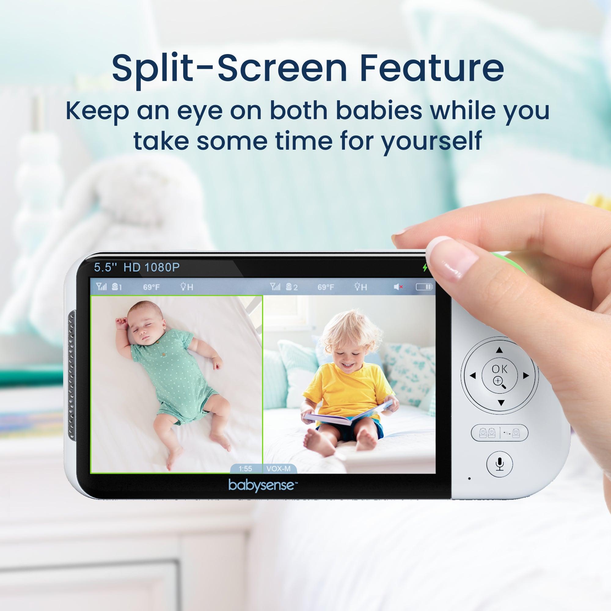 Babysense Add On Camera Video Baby Monitor HD S2, Remote Pan Tilt Zoom,  Two-Way Talk-Back Audio, Long Range, Night Vision, Night Light, Lullabies